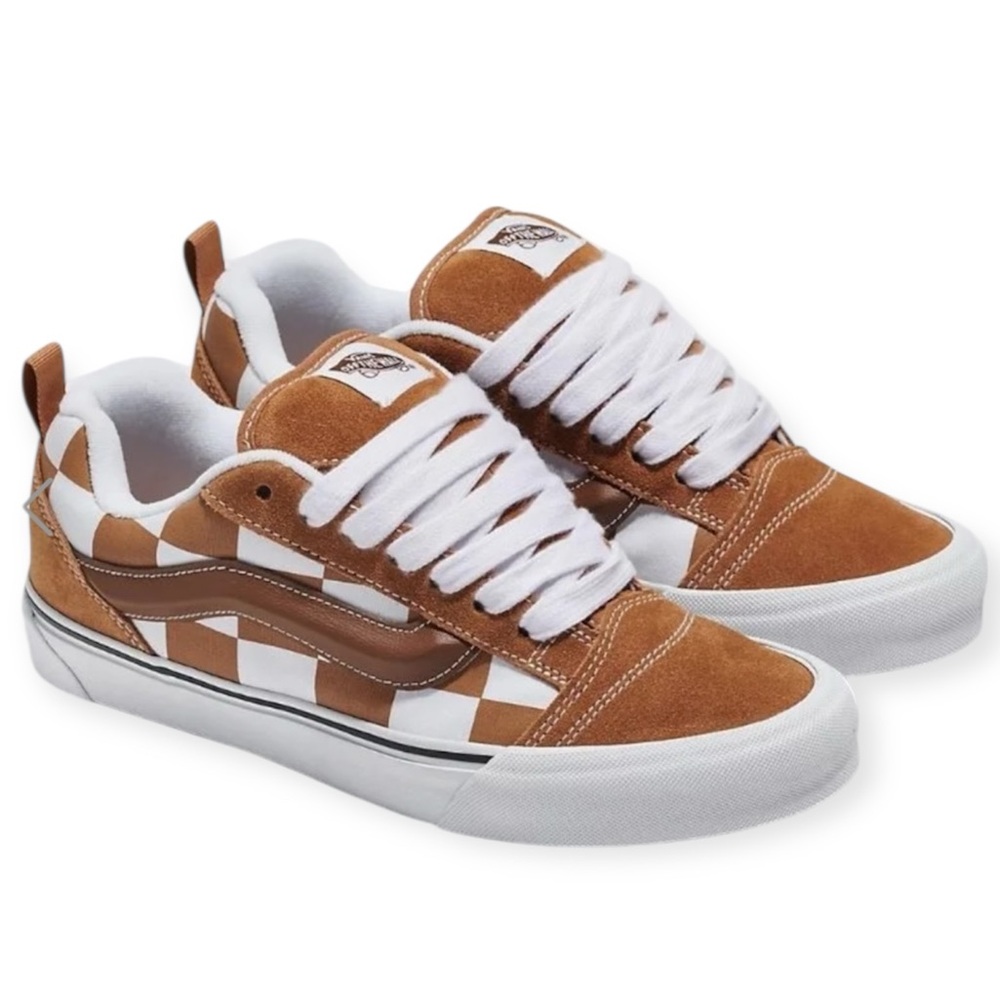 VANS | Knu Skool Mega Checkered Brown Puffy Tongue Skate Shoes